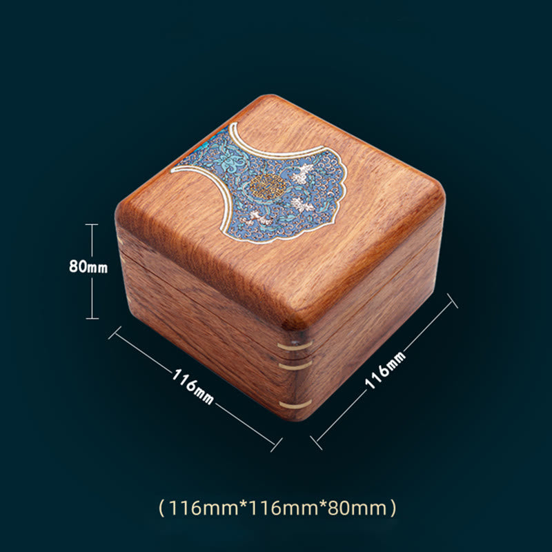 Antique Flower Leaf Handmade Rosewood Jewelry Storage Box Wooden Gift Organizer Box - image 15
