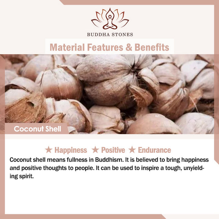 Buddha Stones Handmade Natural Coffee Beans Coconut Shell Square Jade Positive Bracelet - image 5