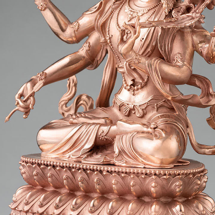 Four-armed Manjusri Bodhisattva Figurine Serenity Copper Statue Decoration - image 8