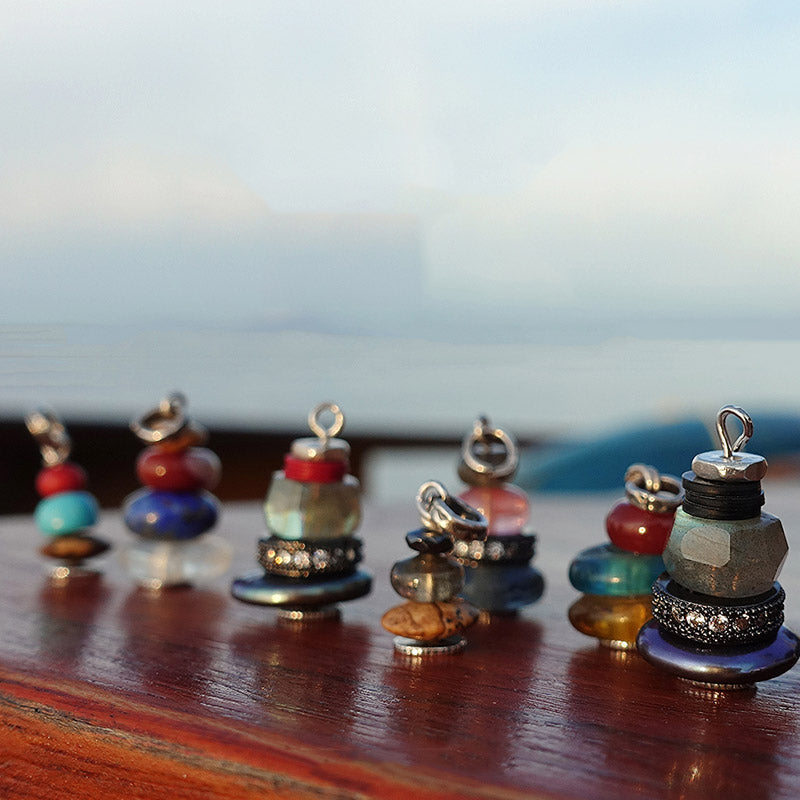 Buddha Stones Zen Cairn Labradorite Various Crystals Calm Pendant Necklace - image 36