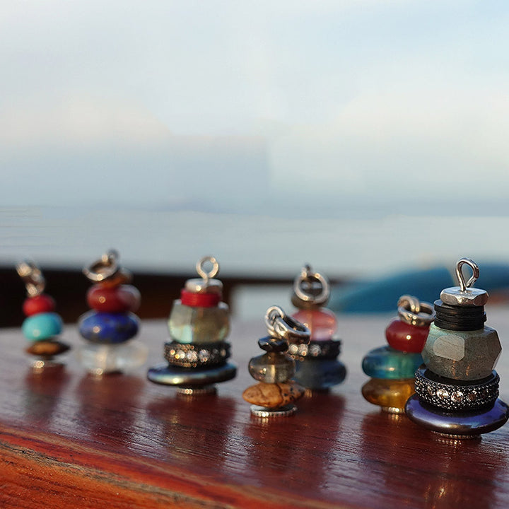 Buddha Stones Zen Cairn Labradorite Various Crystals Calm Pendant Necklace - image 36