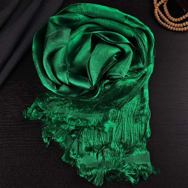 Buddha Stones Tibetan Blessing Auspicious 5 Colors Jacquard Khata Decoration - Green - image 0