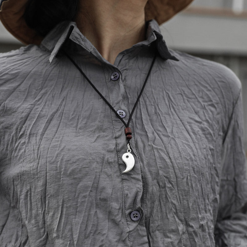 Buddha Stones 990 Sterling Silver Yin Yang Balance Harmony Necklace Pendant - image 9