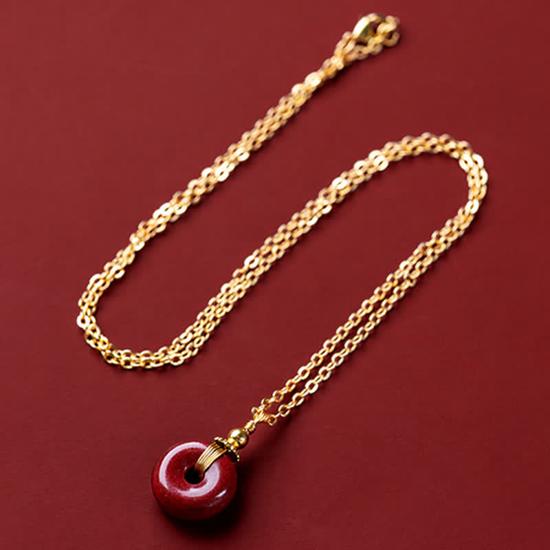 Buddha Stones Cinnabar Peace Buckle Calm Blessing Necklace Pendant - image 15