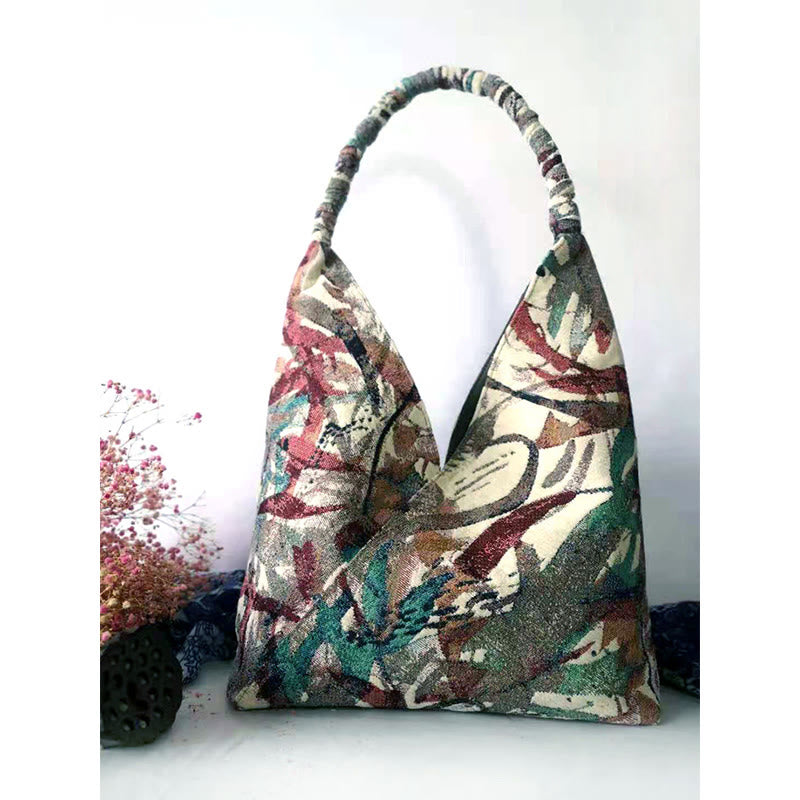 Buddha Stones Handmade Embroidery Pattern Canvas Shoulder Bag Tote Bag Set - Multicolored Flower - image 5