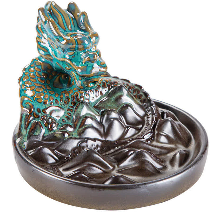 Dragon Pattern Ceramic Backflow Smoke Fountain Incense Burner Decoration - image 9