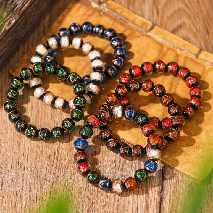 Buddha Stones Tibetan Classic Liuli Glass Bead Luck Wealth Bracelet - image 0