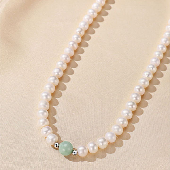 Buddha Stones 925 Sterling Silver Natural Pearl Jade Healing Necklace Bracelet Earrings With Gift Box - image 3