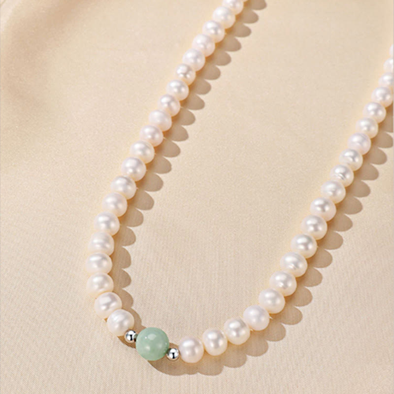 Buddha Stones 925 Sterling Silver Natural Pearl Jade Healing Necklace Bracelet Earrings With Gift Box - image 3