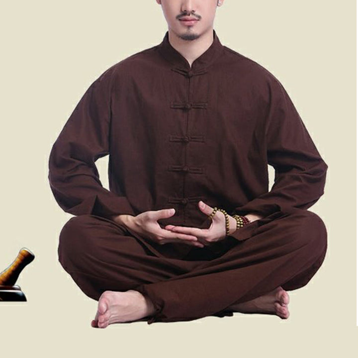 Buddha Stones Chinese Frog Button Design Meditation Prayer Cotton Linen Spiritual Zen Practice Yoga Clothing Men's Set - image 17