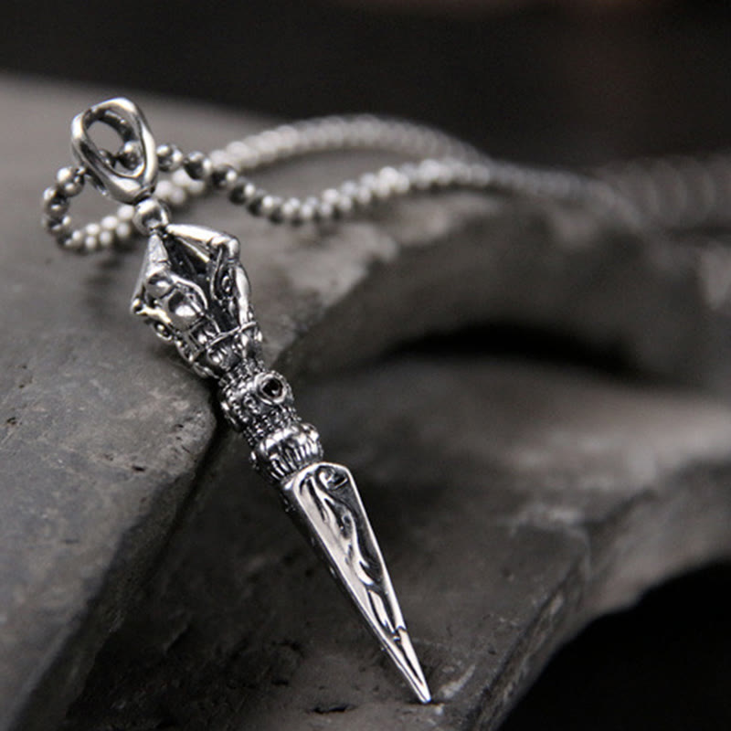 Buddha Stones 925 Sterling Silver Dorje Vajra Enlightenment Necklace Chain Pendant - image 1