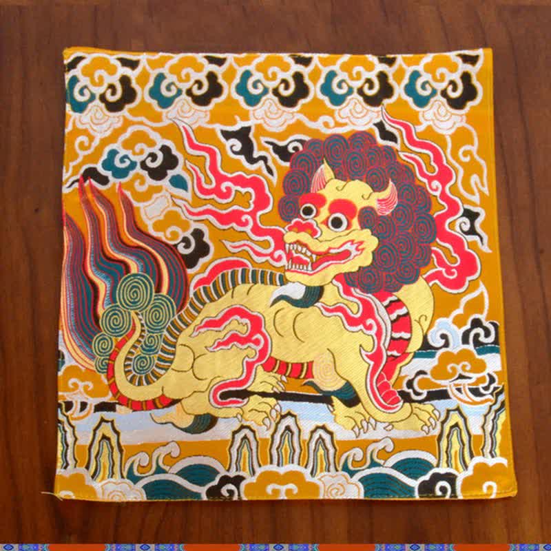 Fengshui Kirin Prayer Altar Mat Healing Meditation Auspicious Symbol Mat - Yellow - 31*35cm - image 1
