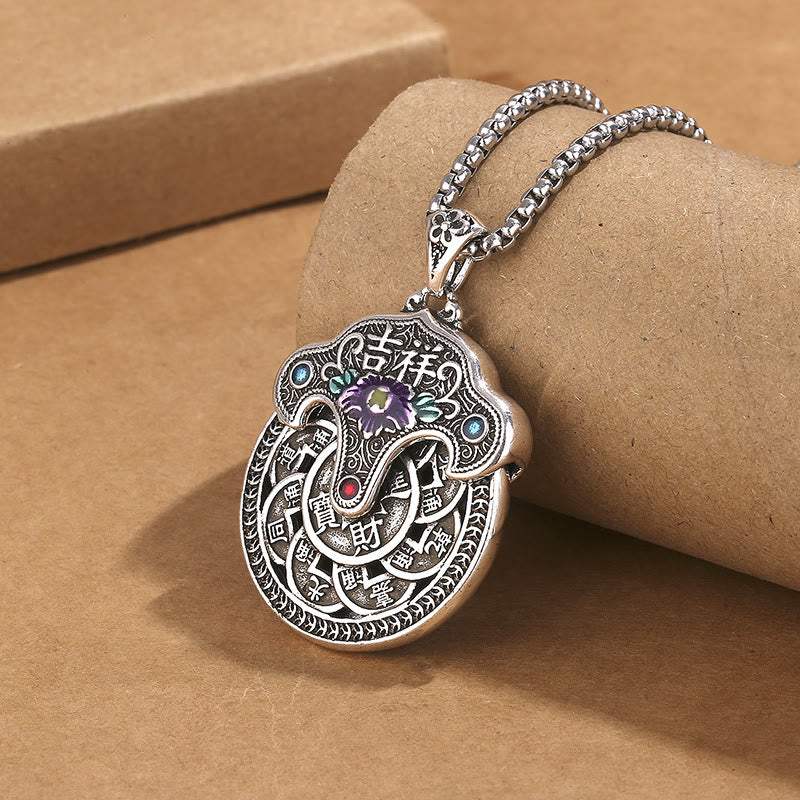 Buddha Stones Peony Flower Copper Coins Wealth Necklace Pendant - image 2