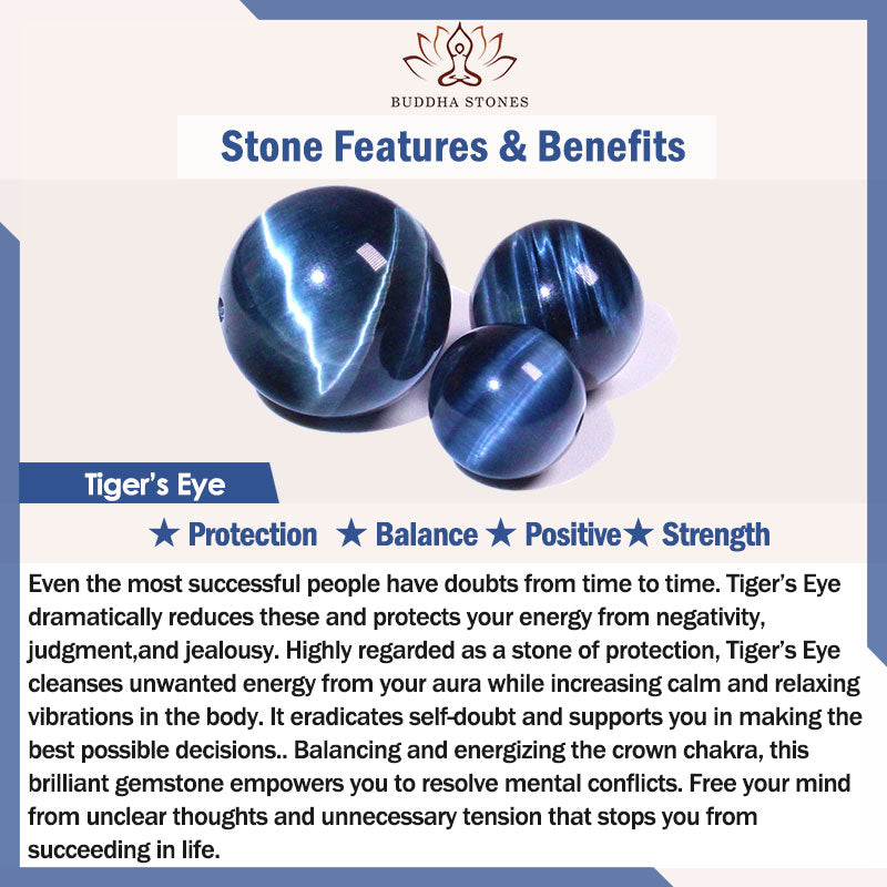 Buddha Stones Blue Tiger Eye Protection Bracelet - image 11