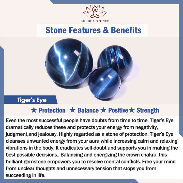 Buddha Stones Blue Tiger Eye Protection Bracelet - image 11