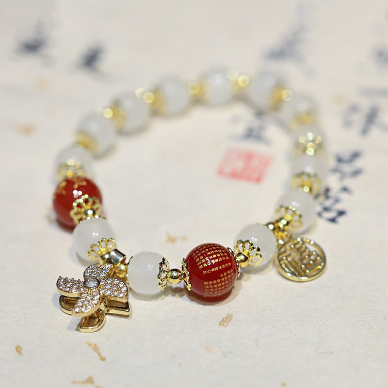 Buddha Stones Windmill Chinese Lock Charm Fu Character Blessing Bracelet - image 2