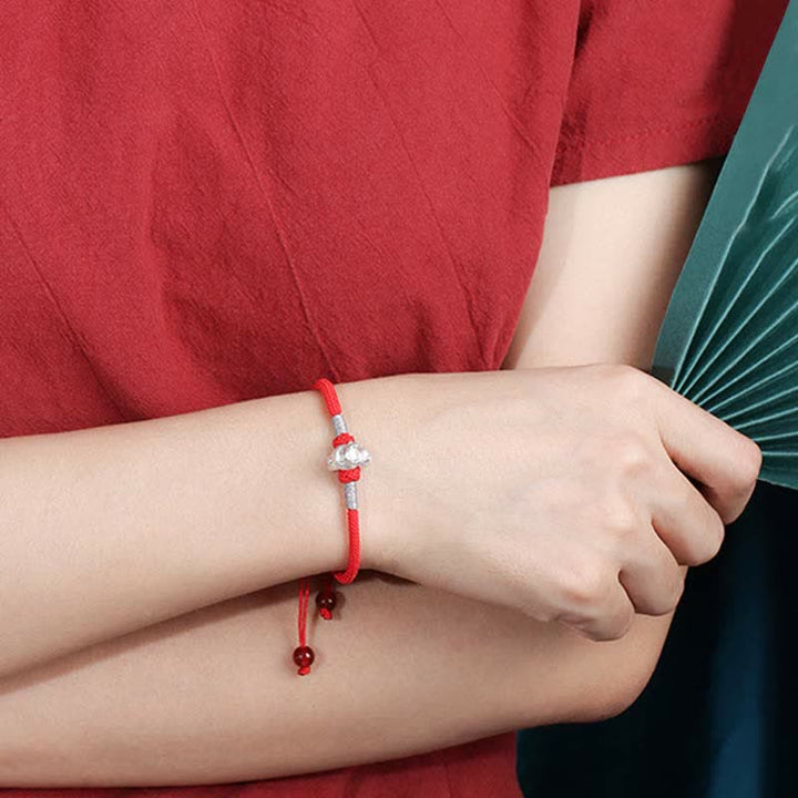 Buddha Stones 999 Sterling Silver Chinese Zodiac Luck Strength Red String Bracelet - image 4