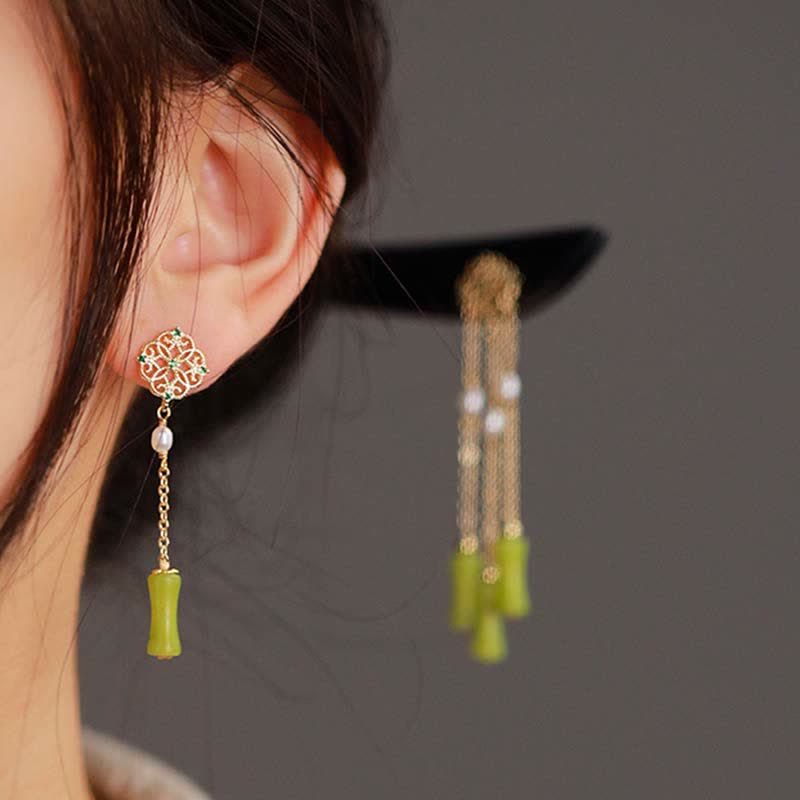 Buddha Stones Natural Peridot Ebony Wood Love Tassels Hairpin - image 4