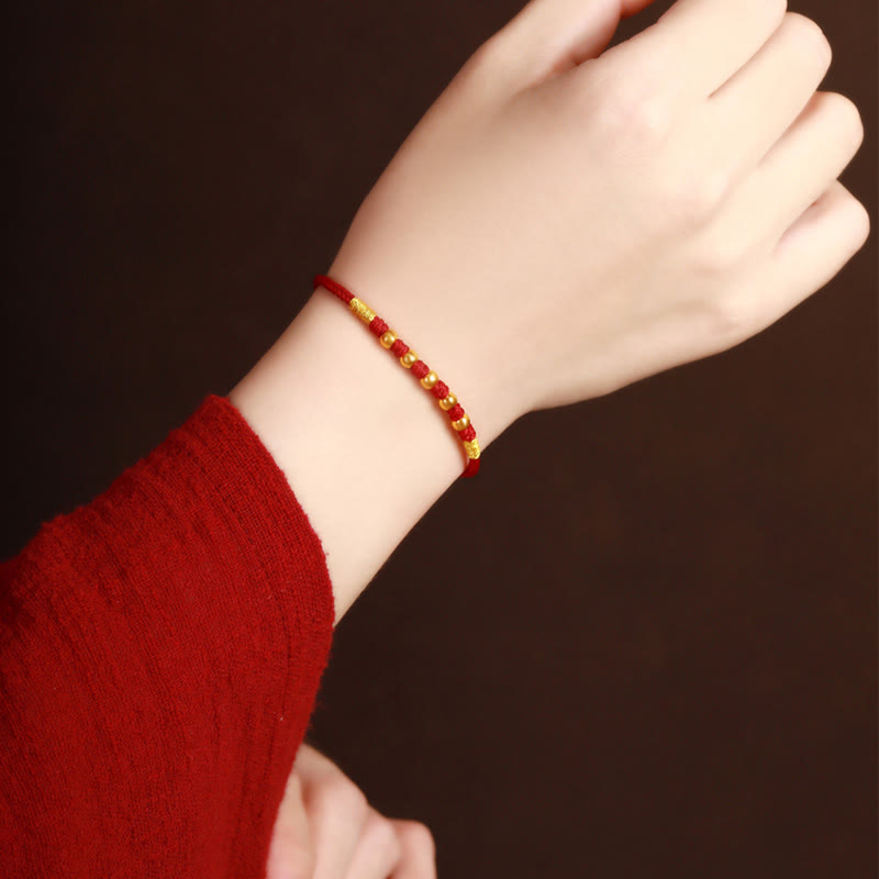 Buddha Stones 999 Gold Beads Luck King Kong Knot Handmade Braided Protection Bracelet - image 16