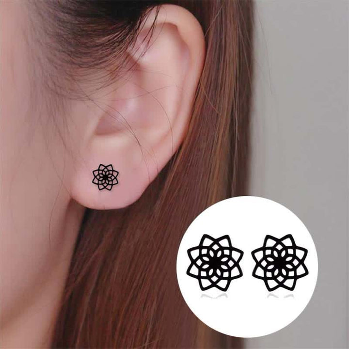 Tibetan Lotus Pattern New Beginning Stud Earrings - image 6