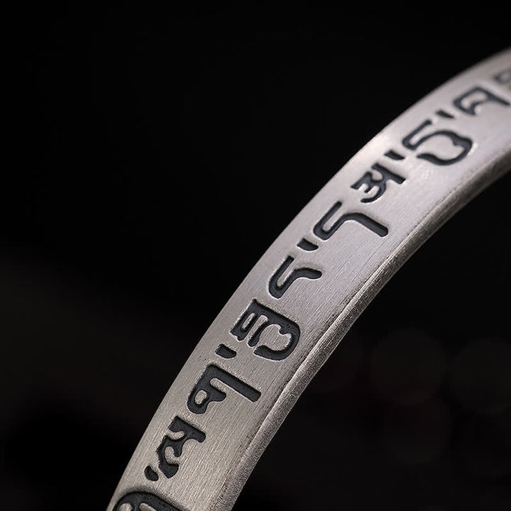 Buddha Stones 999 Sterling Silver Six True Words Heart Sutra Protection Bracelet Bangle - image 10