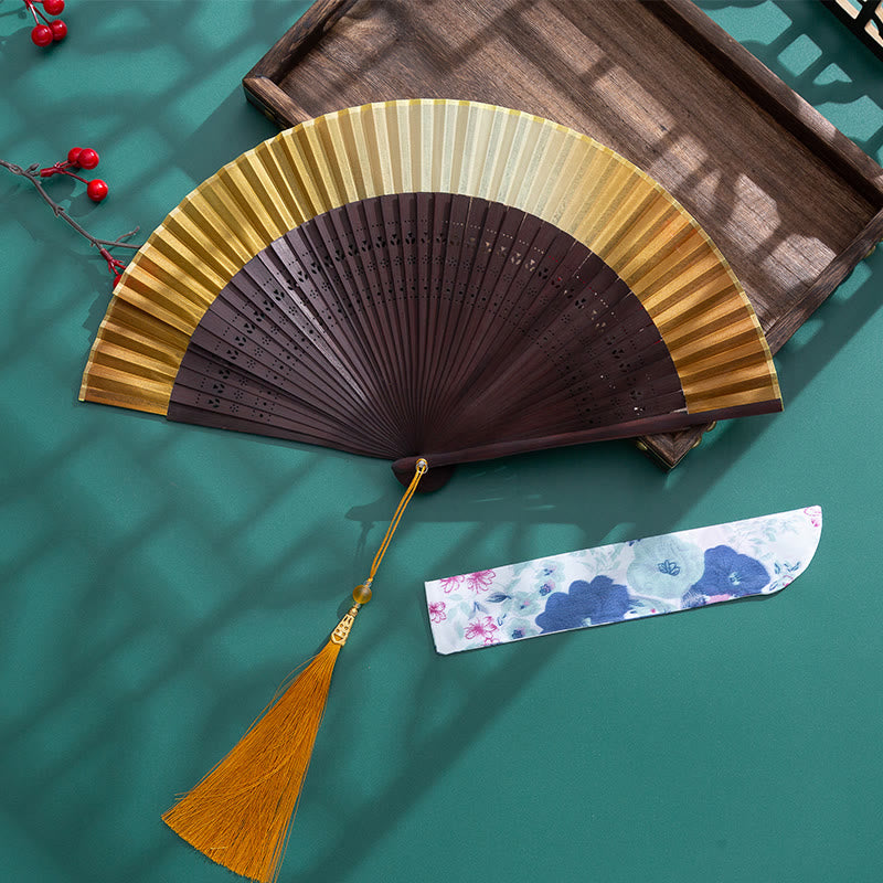 Buddha Stones Gradient Handheld Bamboo Folding Fan - image 13