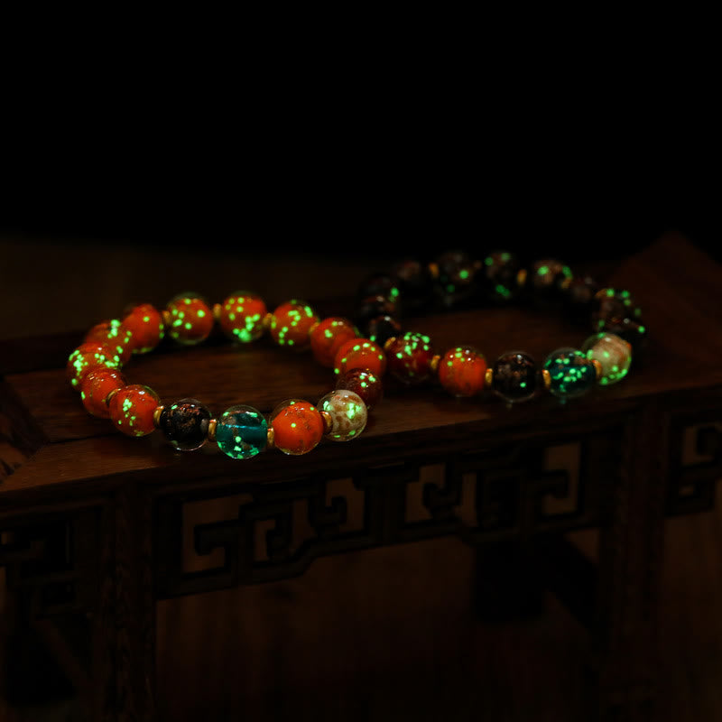 Buddha Stones Luminous Liuli Glass Bead Luck Fluorescent Bracelet - image 3