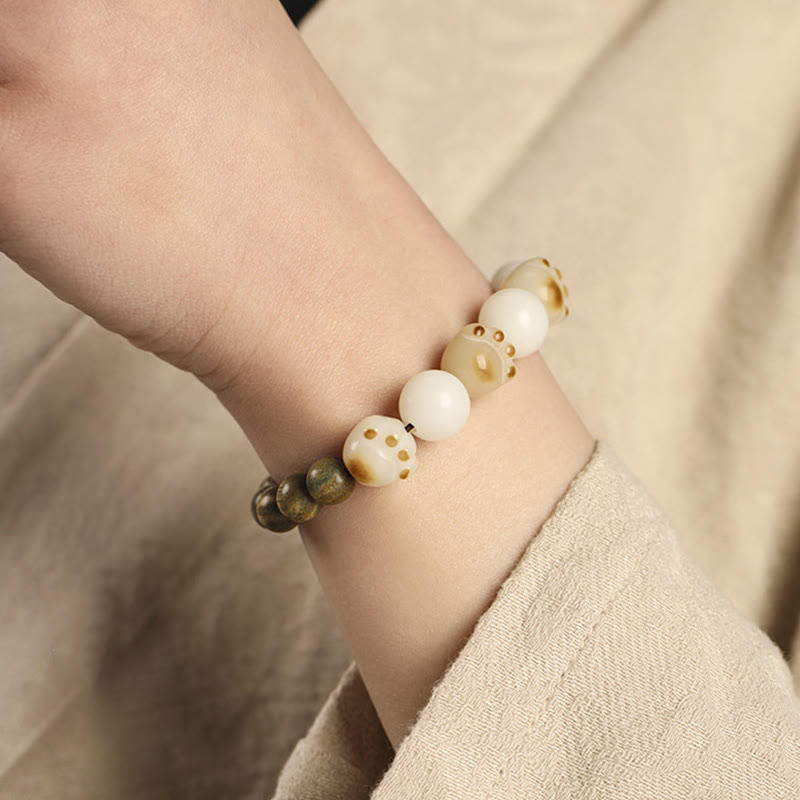 Buddha Stones Natural Green Sandalwood Bodhi Seed Cat Paw Claw Cure Bracelet - image 8