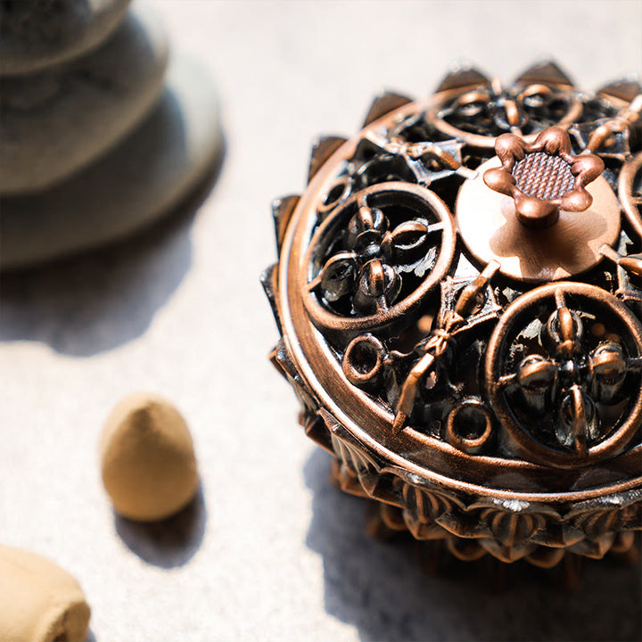 Buddha Stones Tibetan Lotus Shaped Purify Incense Burner - image 4