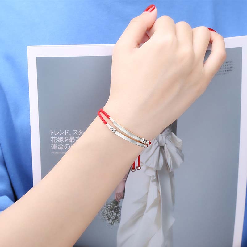Buddha Stones 925 Sterling Silver Red String Layered Braid Bracelet - image 8