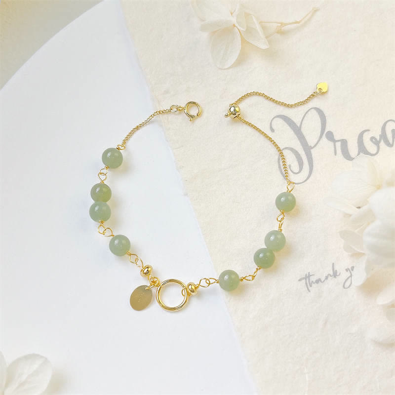 Buddha Stones Unique Natural Hetian Jade 14K Gold filled Luck Beaded Bracelet - image 7