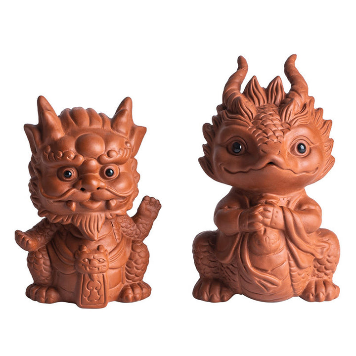 Buddha Stones Luck Dragon Wealth Tea Pet Purple Clay Figurine Decoration - image 18