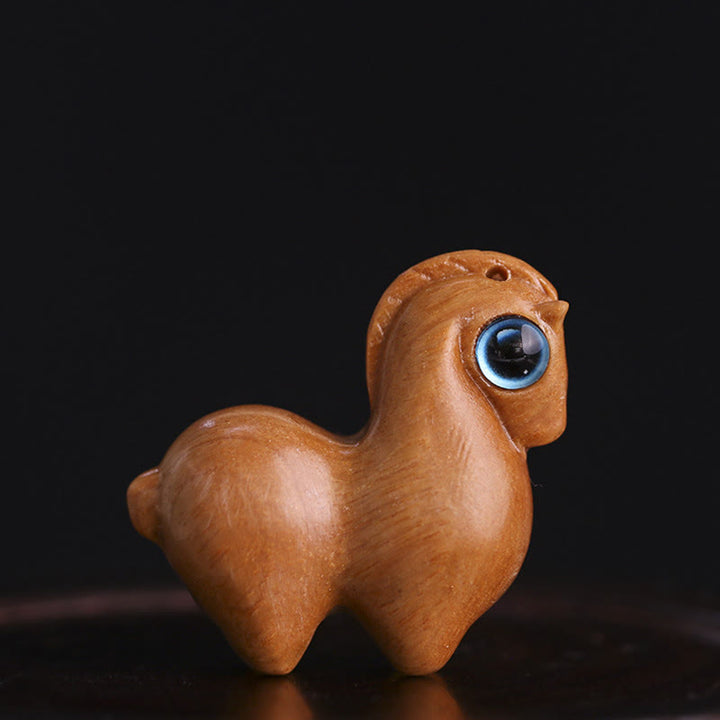 Buddha Stones Small Leaf Red Sandalwood Green Sandalwood Lucky Mini Horse Protection Decoration - Sandalwood Horse(Small Size 33*26*14mm) - image 14