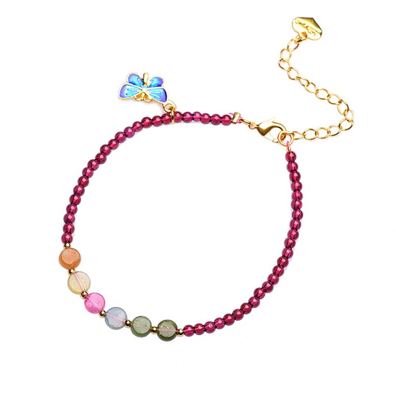 Garnet Tourmaline Butterfly Protection Bracelet Anklet - image 10