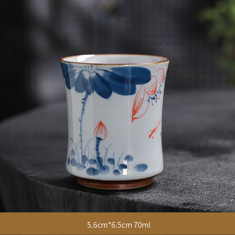 Buddha Stones Lotus Flower Leaf Bamboo Ceramic Teacup Kung Fu Tea Cups - Lotus - 5.6cm*6.5cm*70ml - image 16