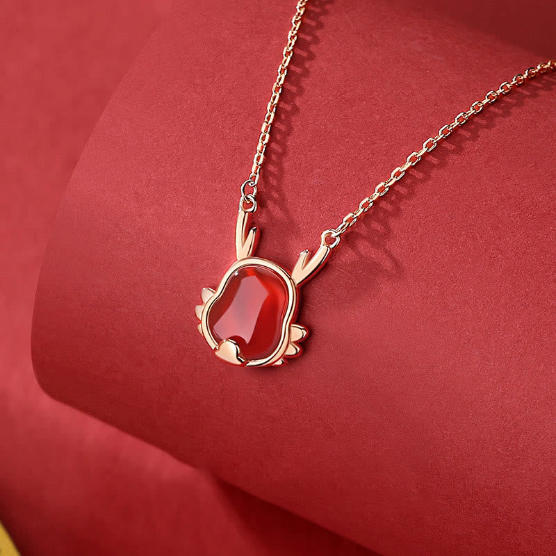 ❗❗❗A Flash Sale- Buddha Stones 925 Sterling Silver Year of the Dragon Natural Red Agate Dragon Attract Fortune Fu Character Strength Bracelet Necklace Pendant Earrings - Necklace(A flash sale) - image 5
