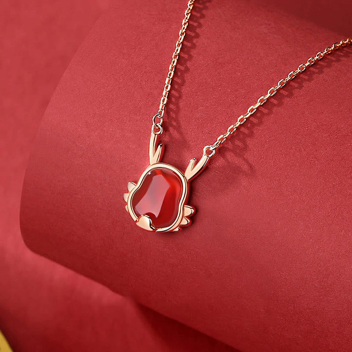 ❗❗❗A Flash Sale- Buddha Stones 925 Sterling Silver Year of the Dragon Natural Red Agate Dragon Attract Fortune Fu Character Strength Bracelet Necklace Pendant Earrings - Necklace(A flash sale) - image 5