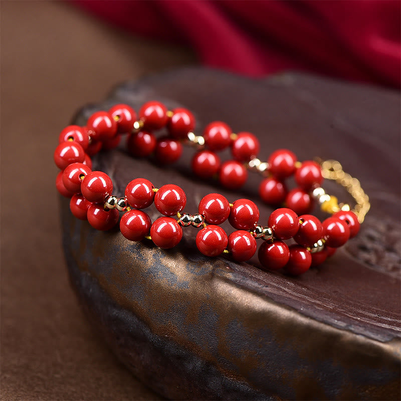 Buddha Stones Natural Cinnabar Beaded Blessing Bracelet - image 4