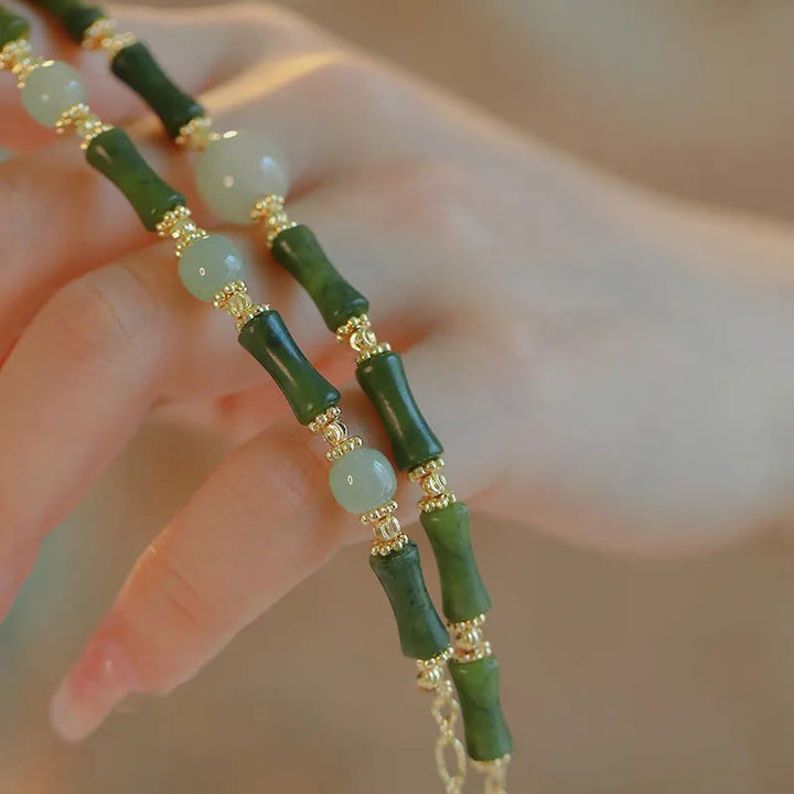Buddha Stones Glass Bead Bamboo Luck Strength Chain Bracelet - image 4