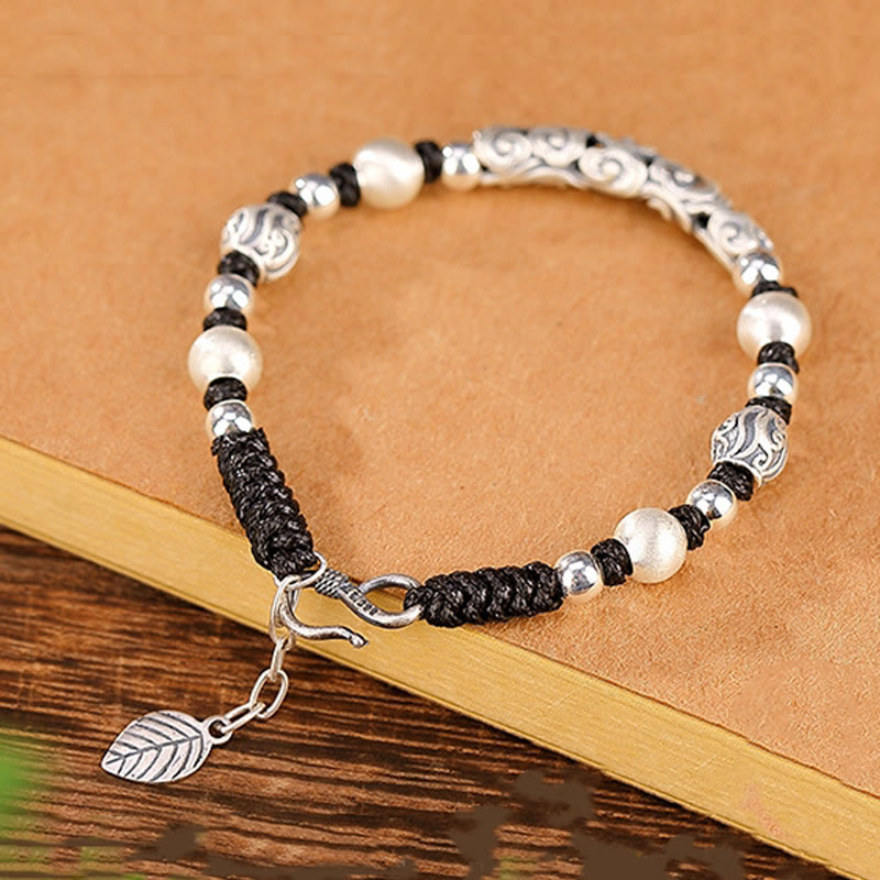 Buddha Stones Tibet Handmade Copper 999 Sterling Silver Auspicious Cloud Wealth String Bracelet - image 17