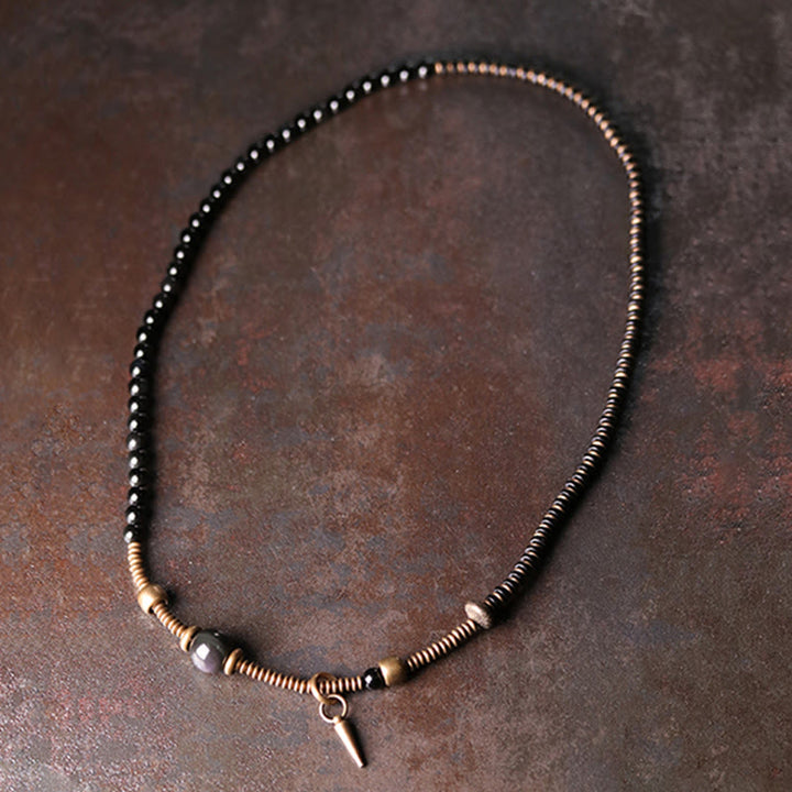 Buddha Stones Rainbow Obsidian Ebony Wood Copper Healing Triple Wrap Bracelet - image 7