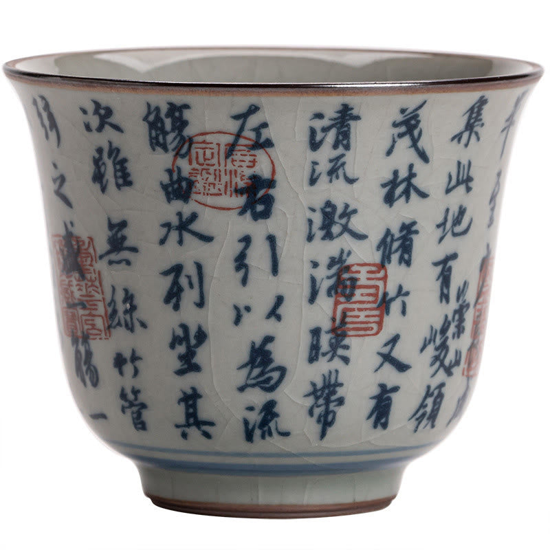 Buddha Stones Mountain Landscape Lotus Orchid Pavilion Gathering Ceramic Teacup Kung Fu Tea Cup - image 20