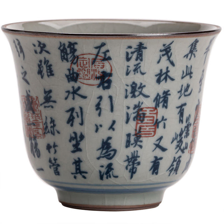Buddha Stones Mountain Landscape Lotus Orchid Pavilion Gathering Ceramic Teacup Kung Fu Tea Cup - image 20