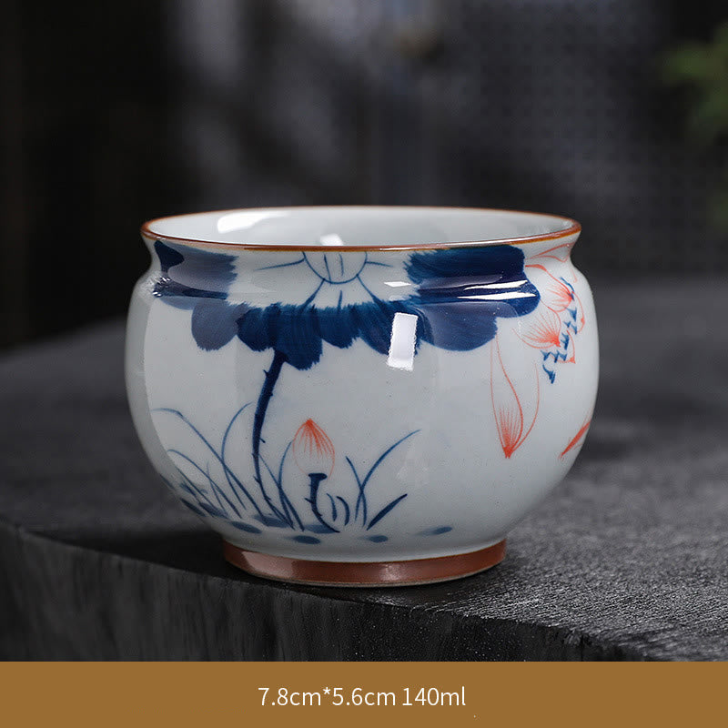 Buddha Stones Lotus Flower Leaf Bamboo Ceramic Teacup Kung Fu Tea Cups - Lotus - 7.8cm*5.6cm*140ml - image 13