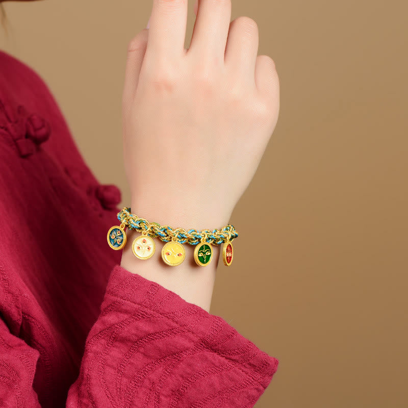 Buddha Stones Tibetan Five God Of Wealth Luck Handcrafted Braid String Bracelet - image 3