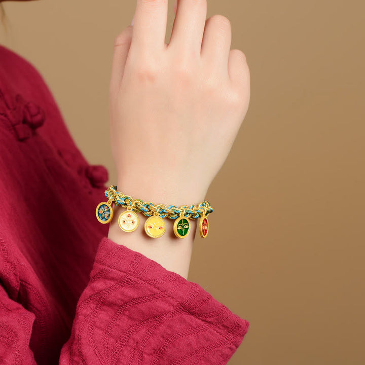 Buddha Stones Tibetan Five God Of Wealth Luck Handcrafted Braid String Bracelet - image 3