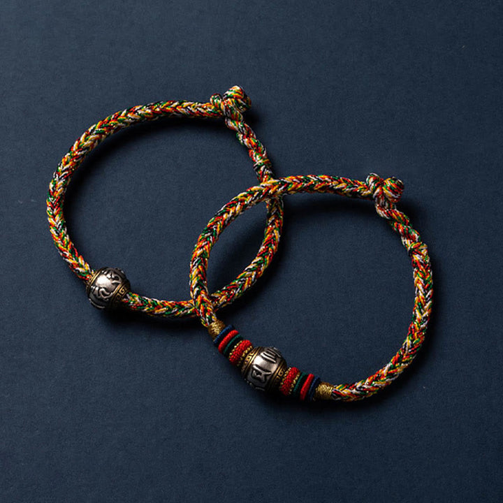 Buddha Stones 925 Sterling Silver Tibet Handmade Om Mani Padme Hum Luck Protection King Kong Knot Braided Bracelet - image 24