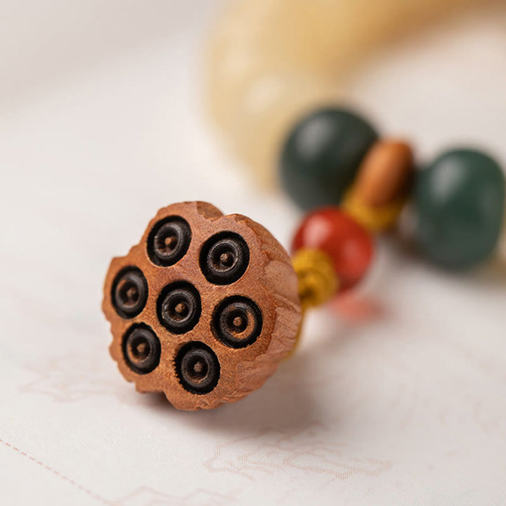 Buddha Stones Bodhi Seed Lotus Pod Charm Peace Double Wrap Bracelet - image 7