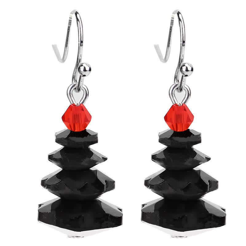 Various Crystals Christmas Tree Amethyst Peace Healing Drop Earrings - Black - image 11
