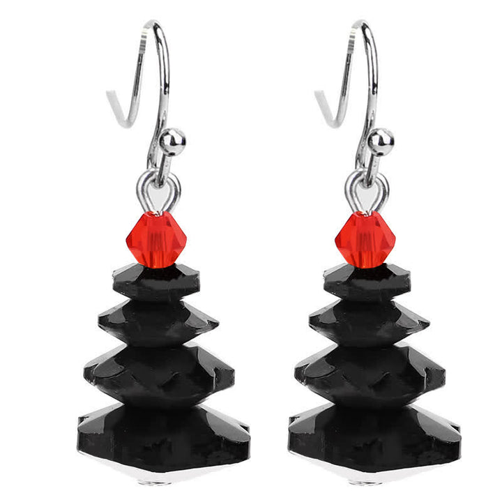 Various Crystals Christmas Tree Amethyst Peace Healing Drop Earrings - Black - image 11